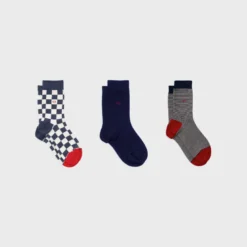 Coffret 3 chaussettes homme bleu