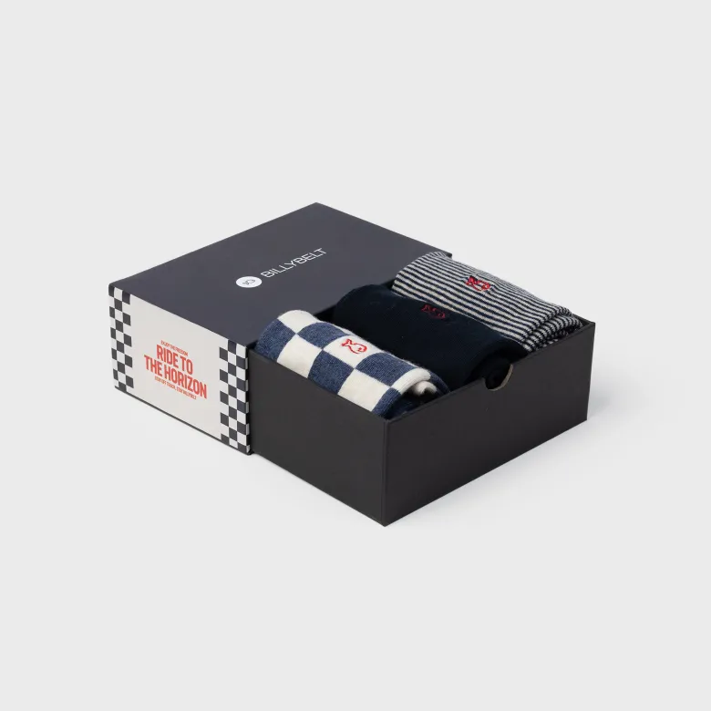 Coffret 3 chaussettes homme bleu
