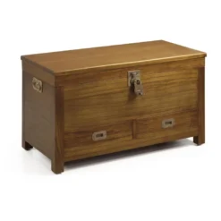Coffre 2 tiroirs bronze bois marron -