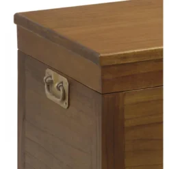 Coffre 2 tiroirs bronze bois marron -