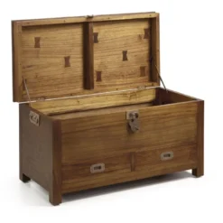 Coffre 2 tiroirs bronze bois marron -