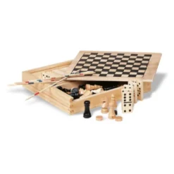 Coffret multi-jeux de société bois 4 en