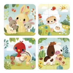 Coffret 4 puzzles évolutifs animaux de la ferme difficulté croissante dès 2 ans