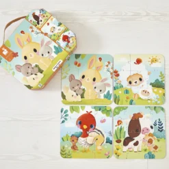 Coffret 4 puzzles évolutifs animaux de la ferme difficulté croissante dès 2 ans