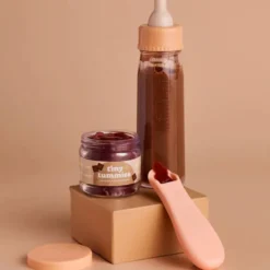 Coffret repas petit pot et biberon magiques pour poupée chocolat