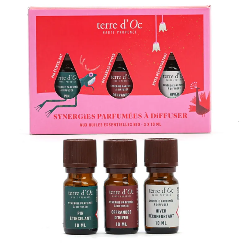 Coffret 3 synergies Hiver réconfortant, Pin étincelant, Offrandes d'hiver