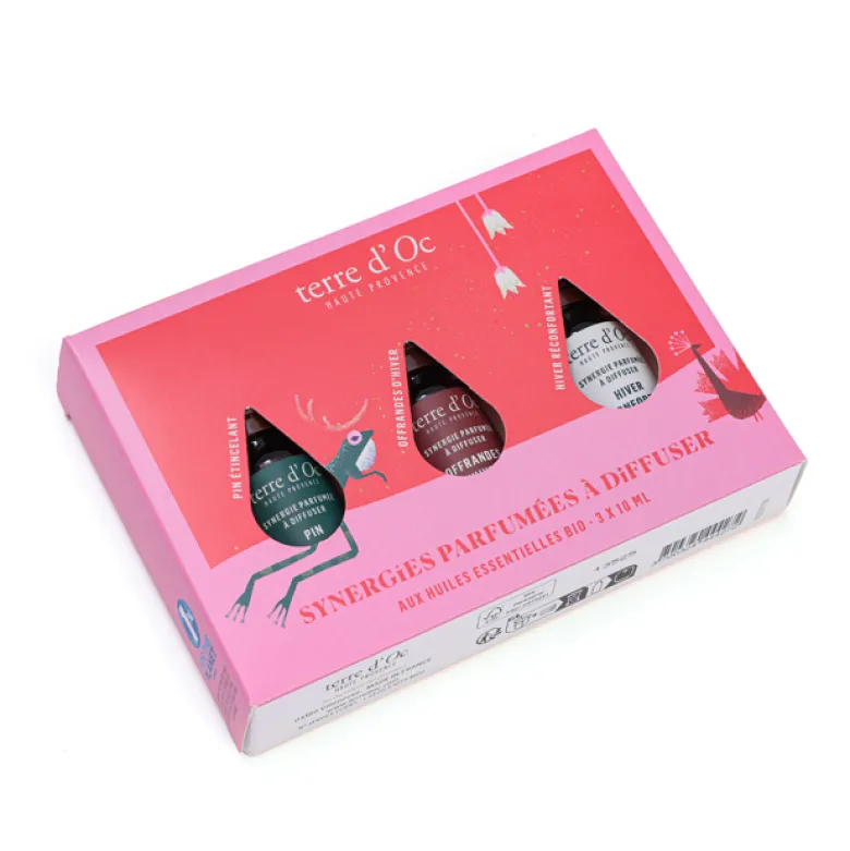 Coffret 3 synergies Hiver réconfortant, Pin étincelant, Offrandes d'hiver