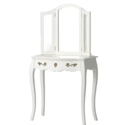Coiffeuse 1 tiroir en bois blanc cassé l Blanc