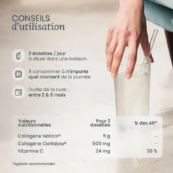 Collagène marin types 1, 2 & 3 - poudre goût citron vert - 1 mois