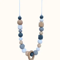 Collier d'allaitement - grey & wood ring