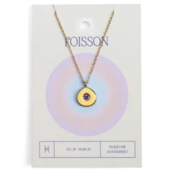 Collier du zodiaque acier doré et strass en verre collection Aura Poisson