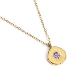 Collier du zodiaque acier doré et strass en verre collection Aura Poisson