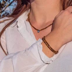 Collier lumia en pierres oeil de tigre