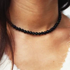 Collier obsidienne helena or