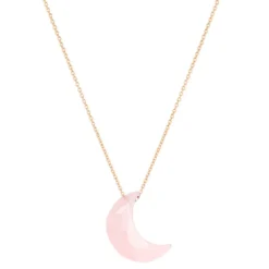 Collier pendentif Lune quartz rose