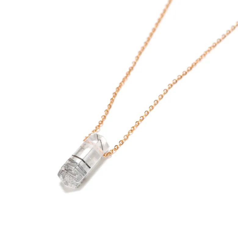 Collier pendentif quartz tourmaline