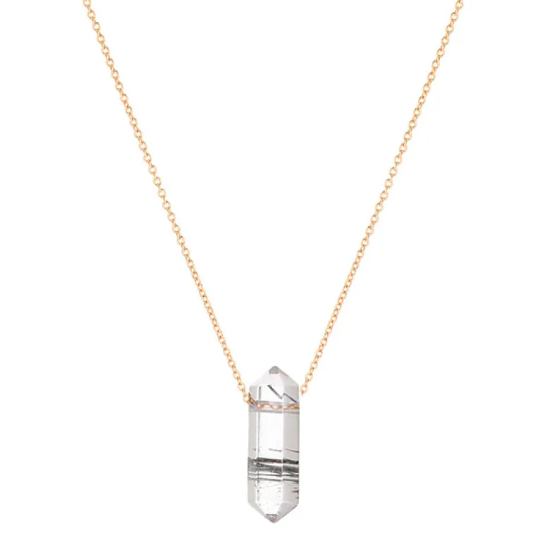 Collier pendentif quartz tourmaline