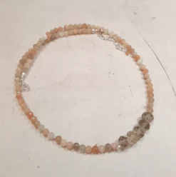 Collier pierre de lune et quartz fumé