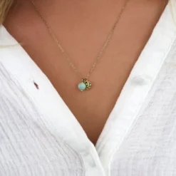 Collier pierre naturelle pampille jade