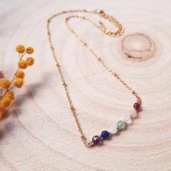Collier pierres points 7 chakras