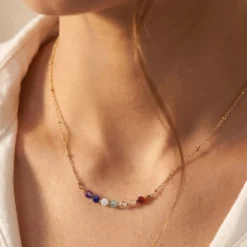 Collier pierres points 7 chakras
