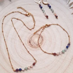 Collier pierres points 7 chakras