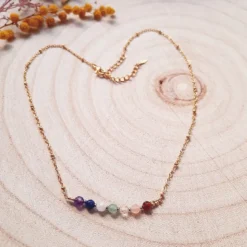 Collier pierres points 7 chakras