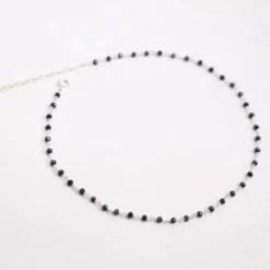 Collier ras du cou chocker, chaîne argent 925, pierres noires