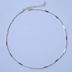 Collier ras du cou plaqué or 14 k , chaine fine, barres, doré