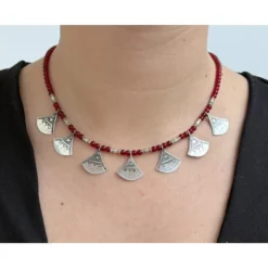 Collier shat shat touareg en argent et perles – bijou traditionnel