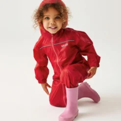 Combinaison imperméable enfant regatta puddle iv rouge Unique