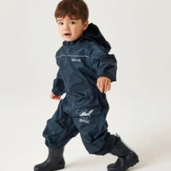 Combinaison imperméable enfant regatta puddle iv bleu marine Unique