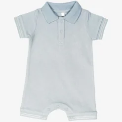 Combishort bébé en maille piquée bleu 12