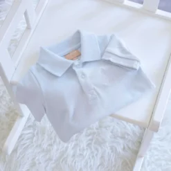 Combishort bébé en maille piquée bleu 6