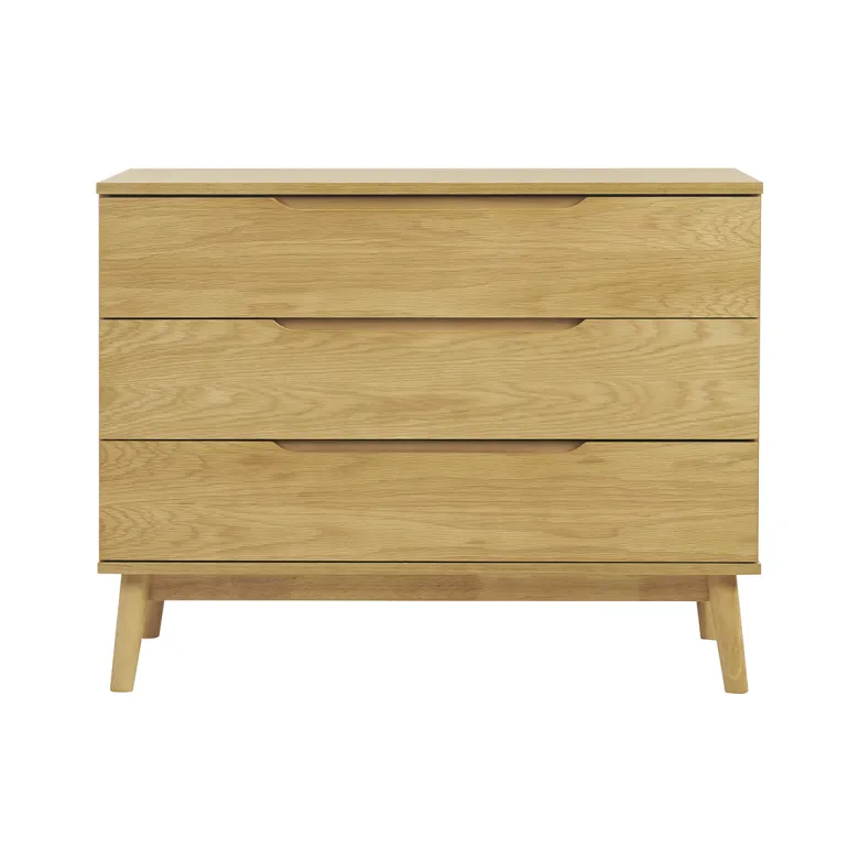 Commode bois clair chêne 3 tiroirs l90 cm felix