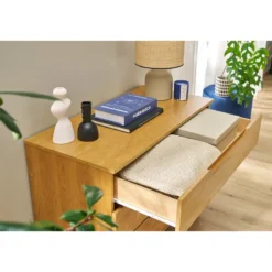 Commode bois clair chêne 3 tiroirs l90 cm felix