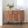 Commode bois d'acacia et marbre blanc