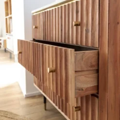 Commode bois d'acacia et marbre blanc
