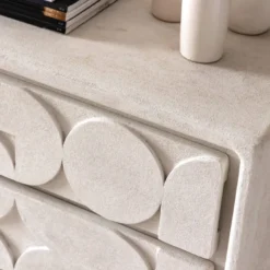 Commode bois effet béton blanc