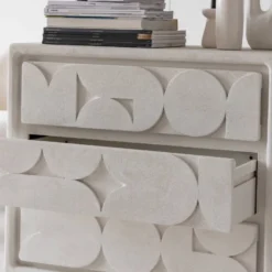 Commode bois effet béton blanc