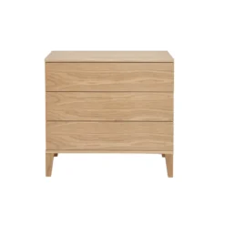 Commode en bois clair chêne 3 tiroirs l80 cm freddy