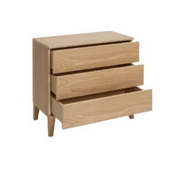 Commode en bois clair chêne 3 tiroirs l80 cm freddy