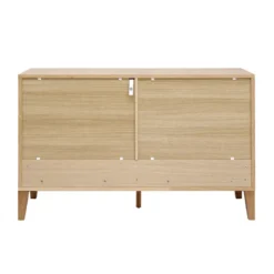 Commode en bois clair chêne 6 tiroirs l120 cm freddy