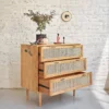 Commode en bois de mindi et cannage