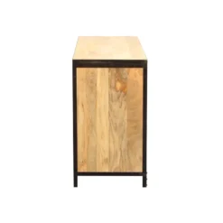 Commode en bois manguier massif et métal noir 6 tiroirs l130 cm industria