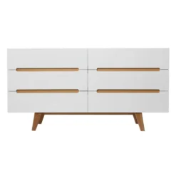 Commode finition blanc laqué brillant 6 tiroirs l160 cm melka