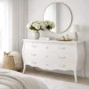 Commode longue 3 tiroirs en acajou blanc Blanc