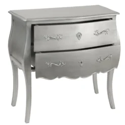 Commode 2 tiroirs argentée l80 cm murano Gris