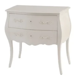 Commode 2 tiroirs en bois blanc cassé l8 Blanc