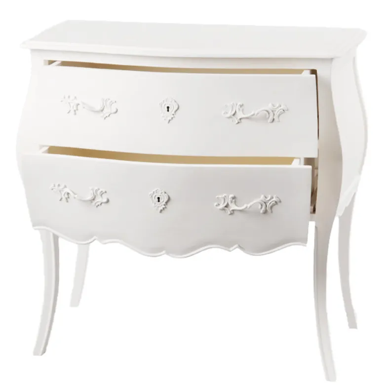 Commode 2 tiroirs en bois blanc cassé l8 Blanc